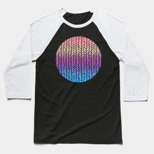 Rainbow Gradient Chunky Knit Pattern Baseball T-Shirt